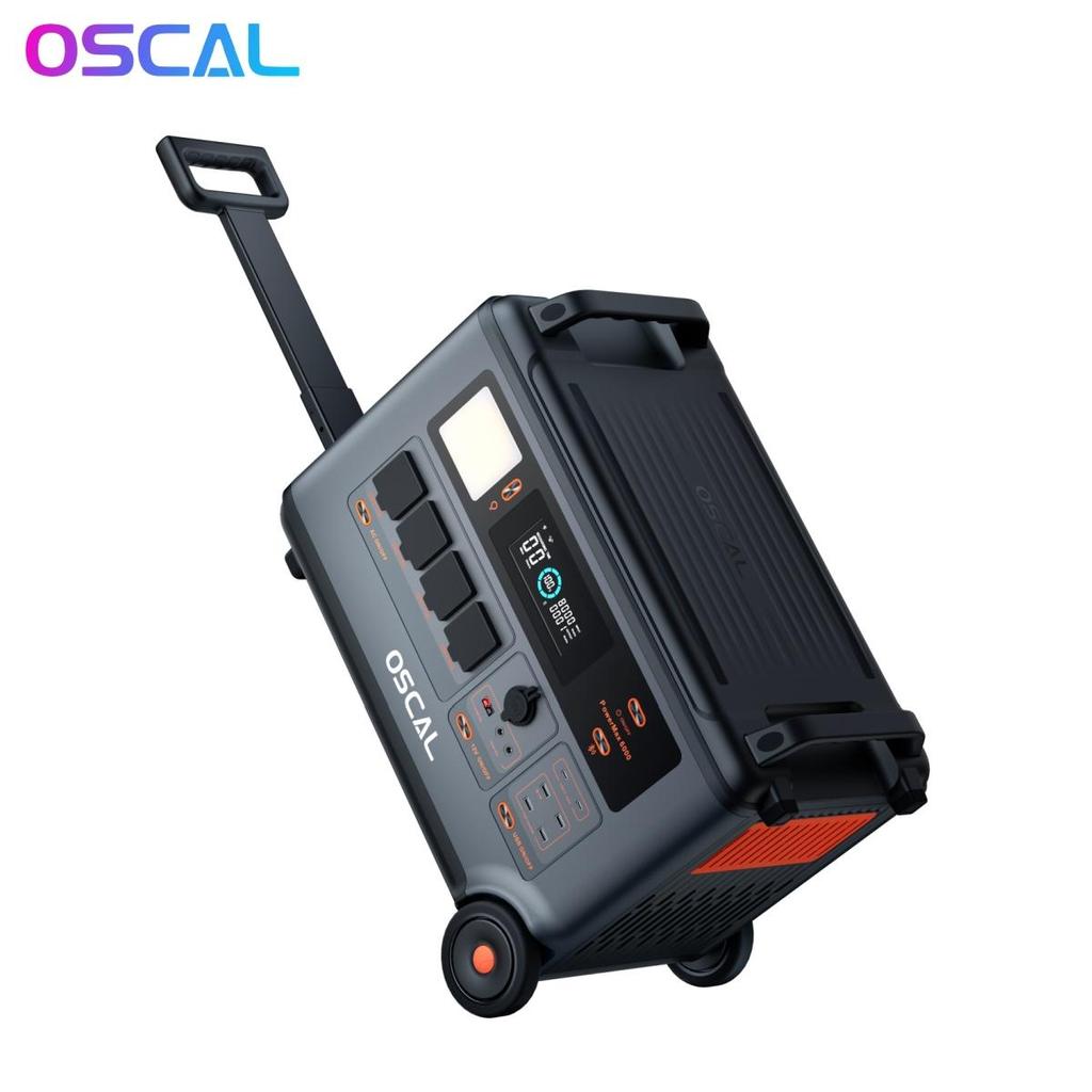 Oscal PowerMax 6000 Портативная электростанция 6000 Вт 3600 Втч LiFePO4 Расширяемый солнечный генератор с 4 розетками переменного тока