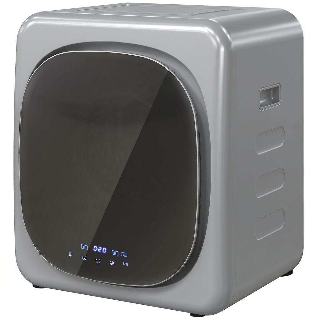 2.5kg Vented Tumble Dryer with Smart Mode, 800W Compact Tumble Dryer with Stainless Steel Tub, Silver Tone