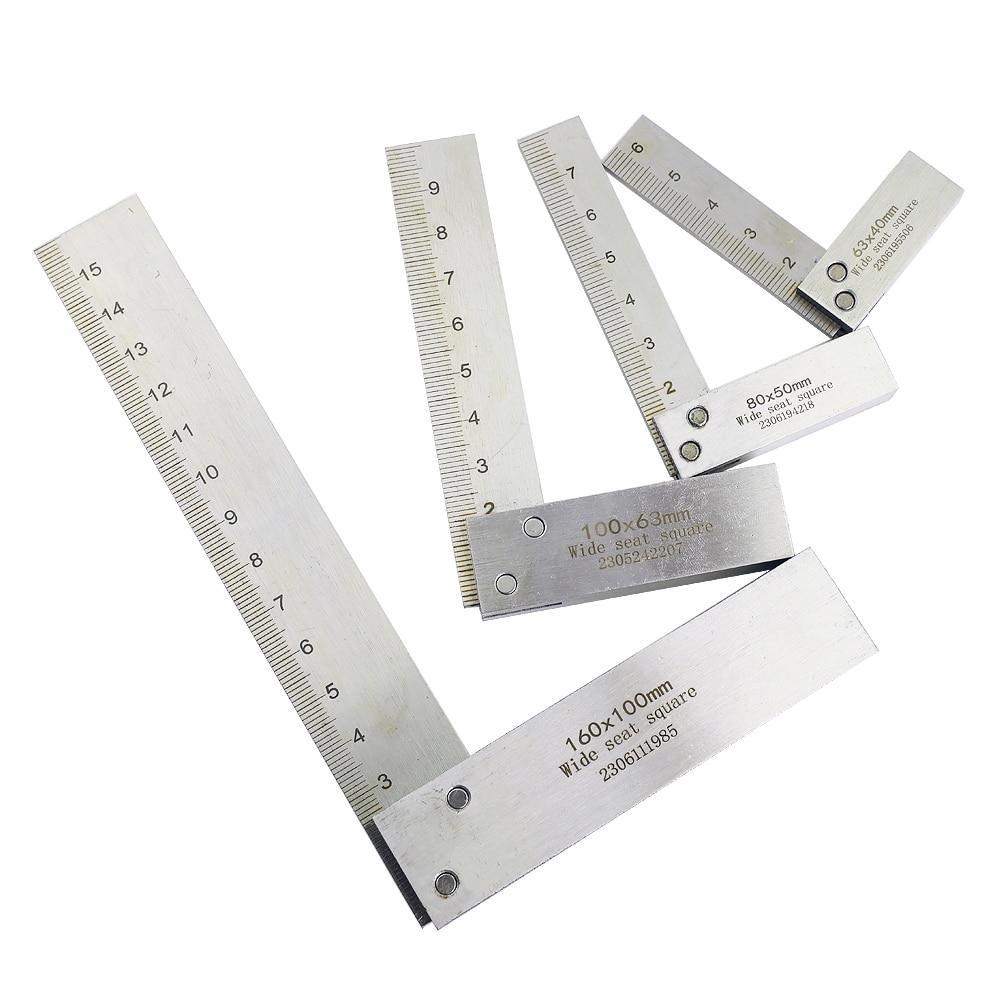63x40mm 160x100mm Machinist Square 90 Degree Right Angle Engineer Set Precision Ground Steel Hardened Angle Ruler Square Ruler