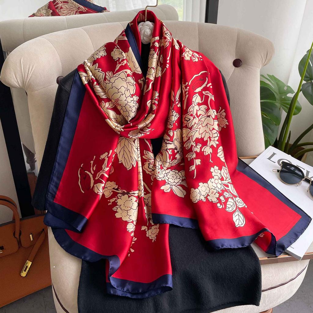 Женский длинный шарф из искусственного шелка на весну и лето для профессионального украшения комнаты с кондиционером в сочетании с напечатанным шарфом-шалью в стиле ниши