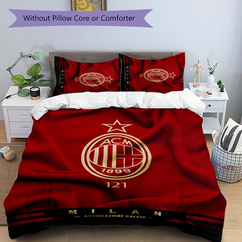 3pcs A-AC Milan Design Cover Set - HD Printed Bedding with 1 Cover and 2 Pillowcases - Perfect for Home and Dorm Decor