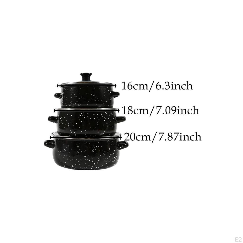 Эмалированная кастрюля из 3 предметов с крышкой, креативная жаропрочная кастрюля с двойными ручками, медленная