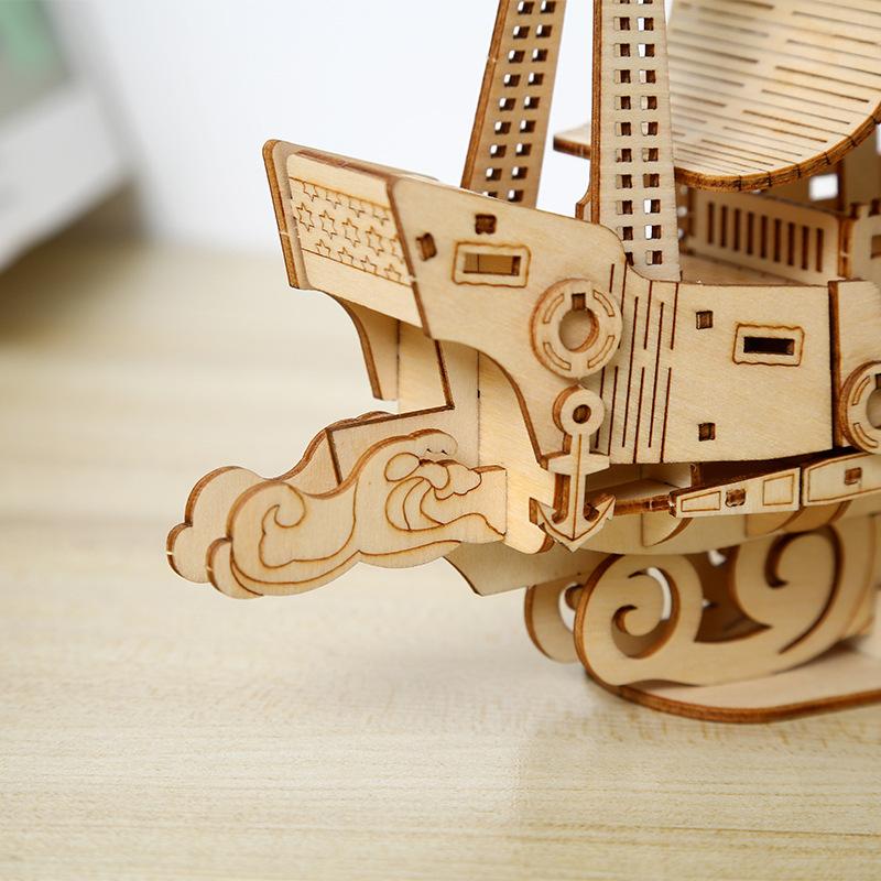 DIY Wooden Ocean Sailing Boat Puzzles Toys 3D Children Mechanical Assembling Educational Kids Ship Model Boys Gift