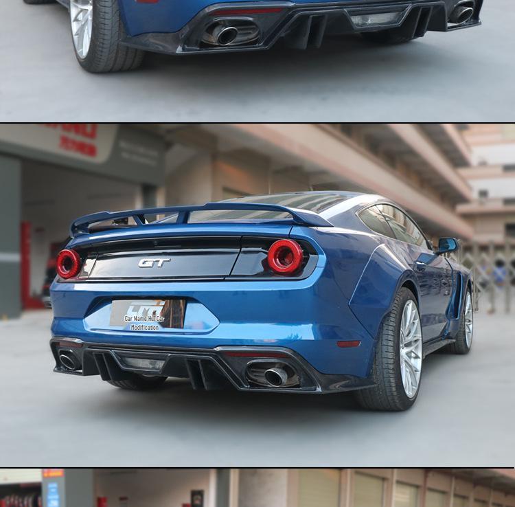 18-23 Ford Mustang AC Style Carbon Fiber Rear Lip Spoiler with Four-Outlet Body Kit
