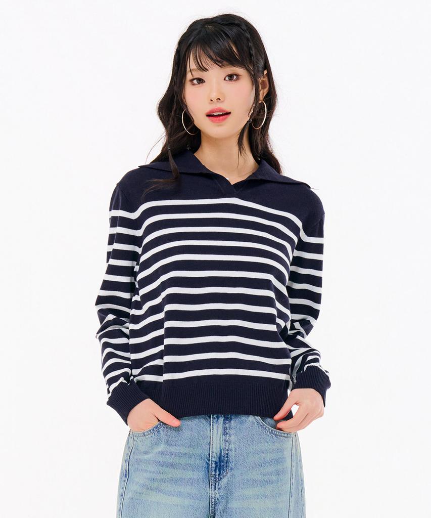 CHASECULT Women'S Striped Collar Sweater-Farg5263B04
