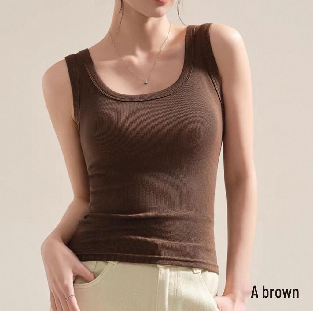 Женский облегающий жилет в рубчик - Весенне-летний однотонный топ-майка для спорта или повседневной носки