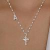 Cross Shape Letter Necklace Women Gold Plated Copper Pendant Versatile Fashion Jewelry