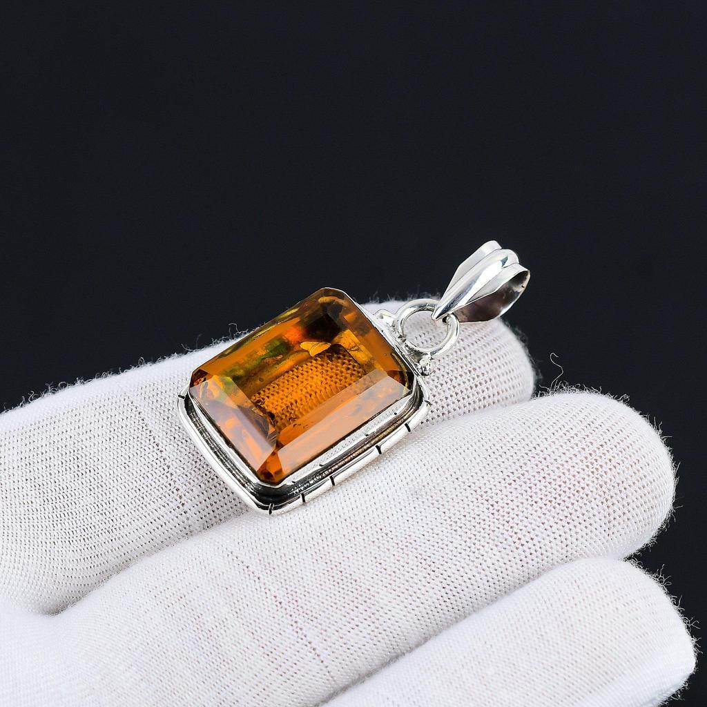 Медовый топаз ручной работы из стерлингового серебра 925 пробы небольшой кулон медовый топаз драгоценный камень серебряный кулон для подарков