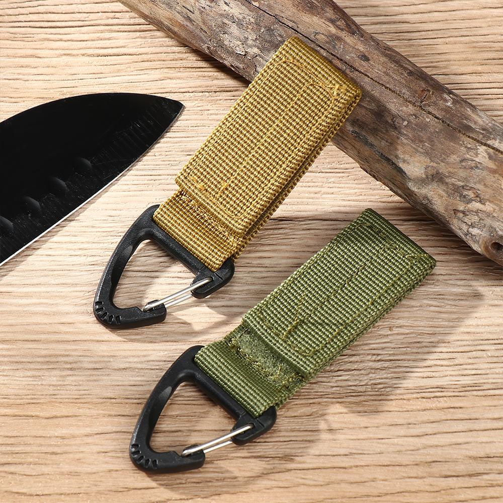 Portable EDC Equipment Nylon Webbing Carabiners Hang Buckle Strap Keychain Belt Clips