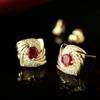 Huitan Exquisite Rotary Designed Cold Color Stud Earrings for Women Intersperse Red CZ Elegant Fashion Earrings Wedding Jewelry