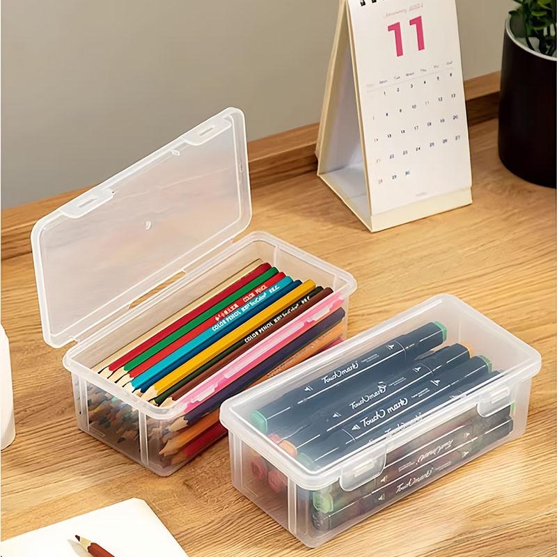 Large Transparent PP Plastic Storage Box, Suitable for Pens, Pencils, Markers - Office and School Handicraft and Supplies Storag