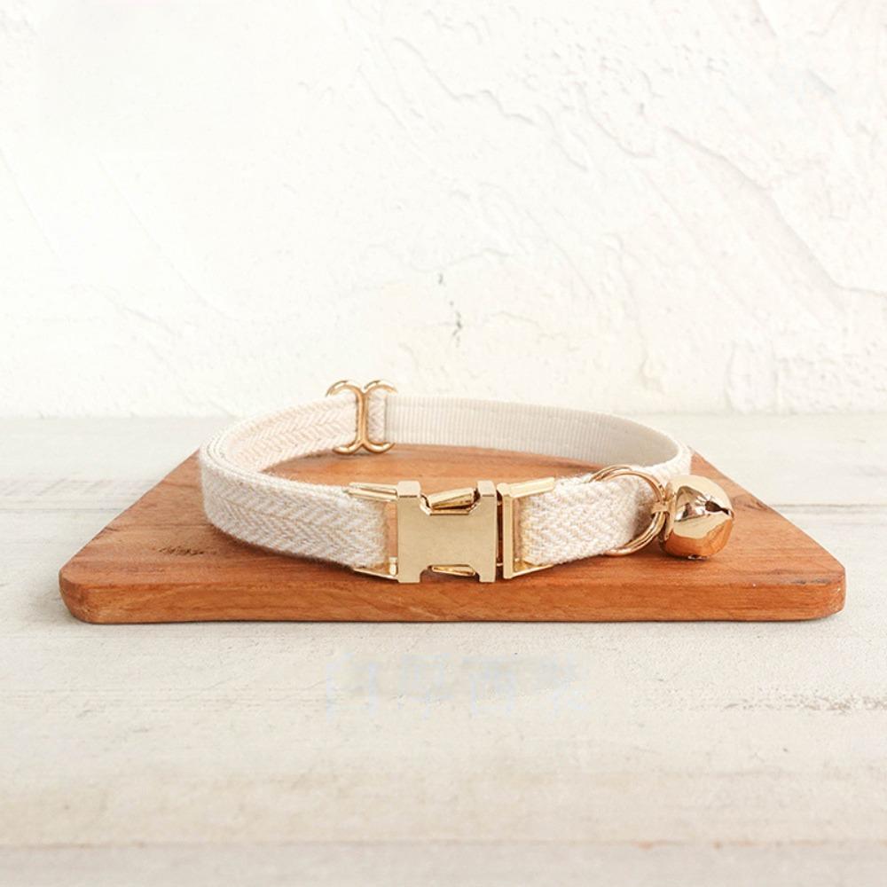 Solid Color Cat Collar with Bell Metal Buckle Pet Dog Collar Practical Pet ID Name Tag Pet Show