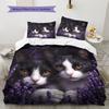 Beautiful Cow Cat Pattern Bedding Home Decoration Birthday Gift (1 * duvet cover + 2 * pillowcase, without core)