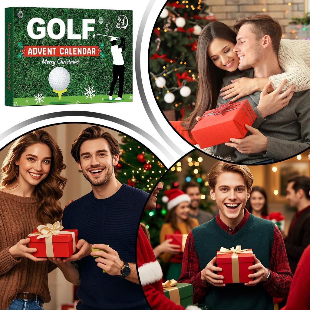Christmas Countdown Calendar Christmas Advent 24 Boxes Accessory Set Golf Themed Design for Men Women Boys Girls Stocking