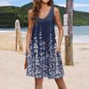 Women's Casual Sundress With Pockets Summer Boho Beach Dress Floral Blouses For Women T-Shirts Dress V Neck Loose Tank Dresses