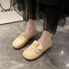 Большие размеры Квадратная головка Мягкая подошва Яйцо-ролл Туфли Женские плоские туфли Bean Slip-on 2024 Весна и осень Новые повседневные лоферы