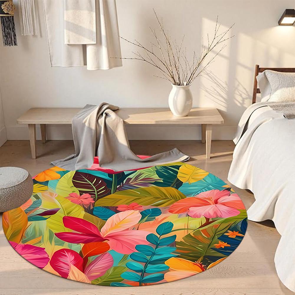 Flower Round Carpet Suitable for Study room Bedrooms Foyer Balcony Anti-slip Round Rug Office home decor Perfect Gift for Valentine’s Wedding Birthday