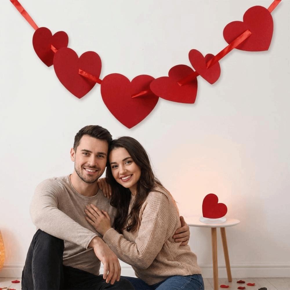 Durable Red Heart-Shaped Banner Reusable 300cm Wedding Photo Prop Romantic Creative Wedding Banner Garland Household