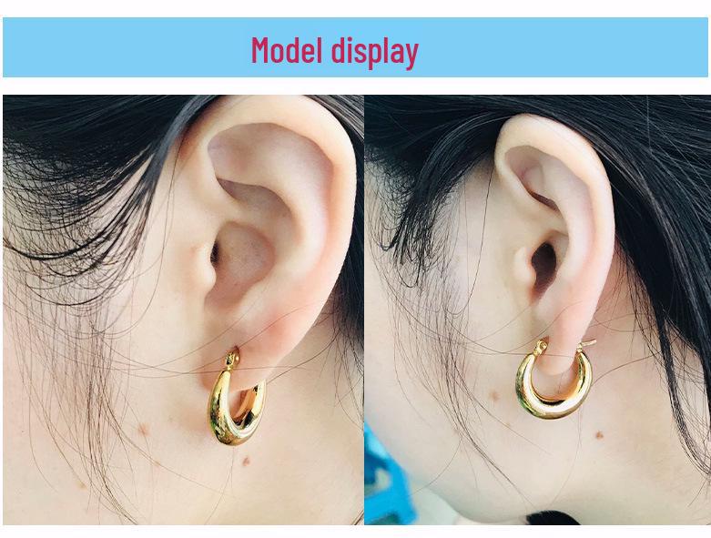 18K Gold Crescent Hoop Stainless Steel Ear Cuffs