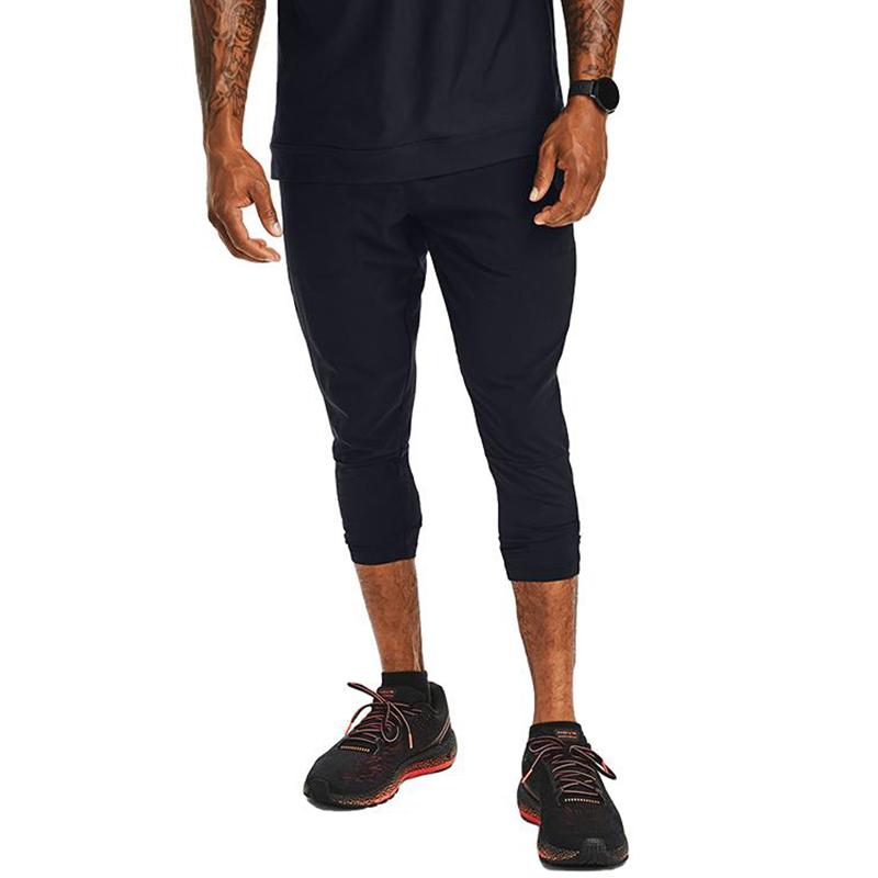 Under Armour Мужские тканые дышащие укороченные брюки прямого кроя для бега, черные 1358546-001