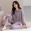 Пижама из воздушного хлопка женская весенне-осенняя осенняя утолщенная хлопковая с длинным рукавом с промежуточным слоем домашняя одежда осенне-зимняя мамы могут носить на улице