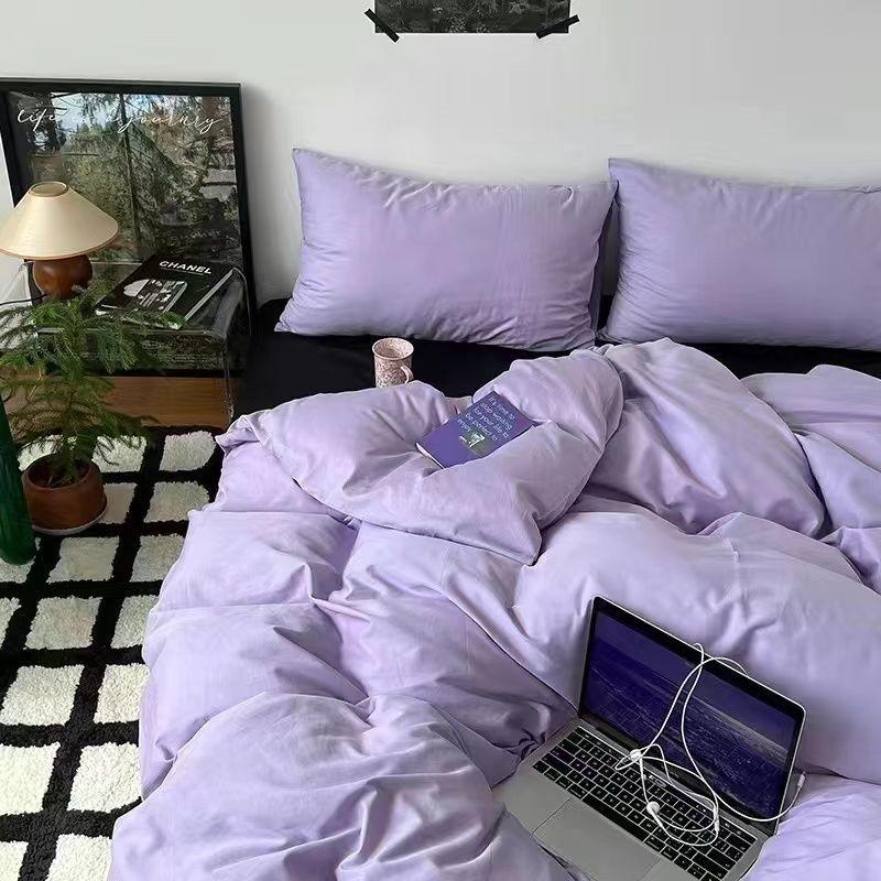 Комплект из четырех предметов из стираного хлопка с рисунком «Медведь», простыня, пододеяльник, комплект постельного белья из трех предметов, общежитие