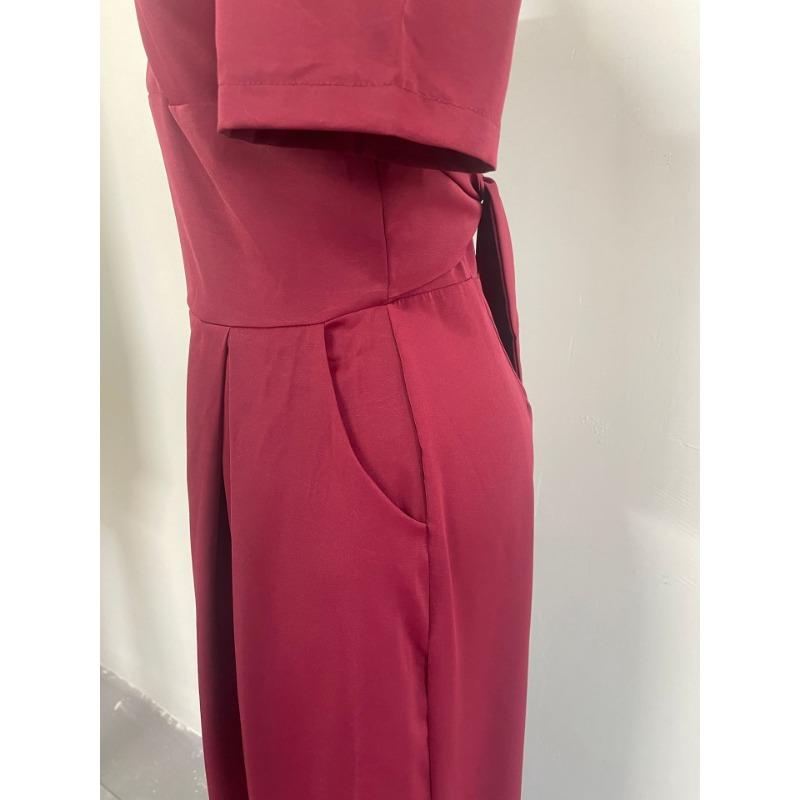 Женский летний темпераментный повседневный комбинезон с широкими штанинами и v-образным вырезом с высокой талией и короткими рукавами