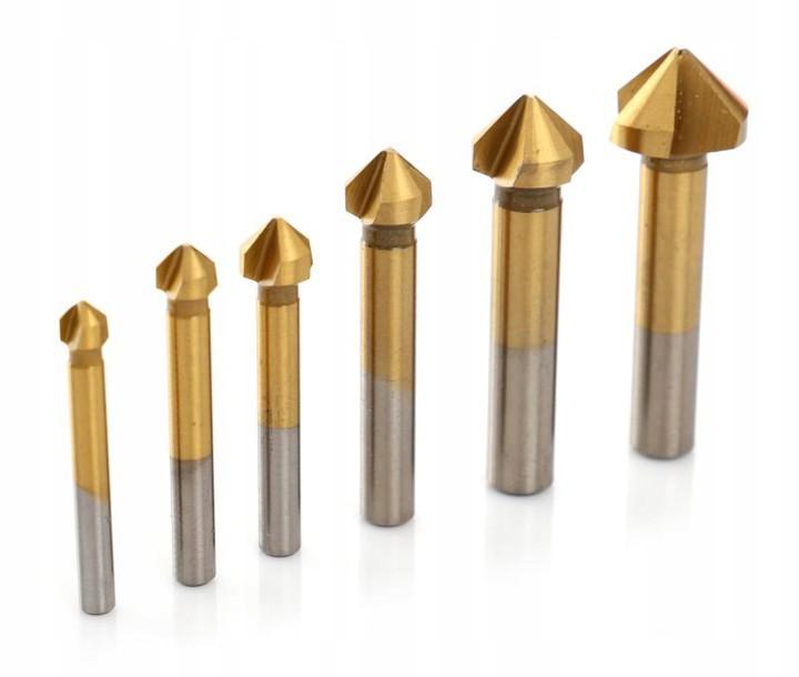 Tapered Countersink Cutters, Tapered Chamfer Drill Set, 6 Pcs, 6-20mm