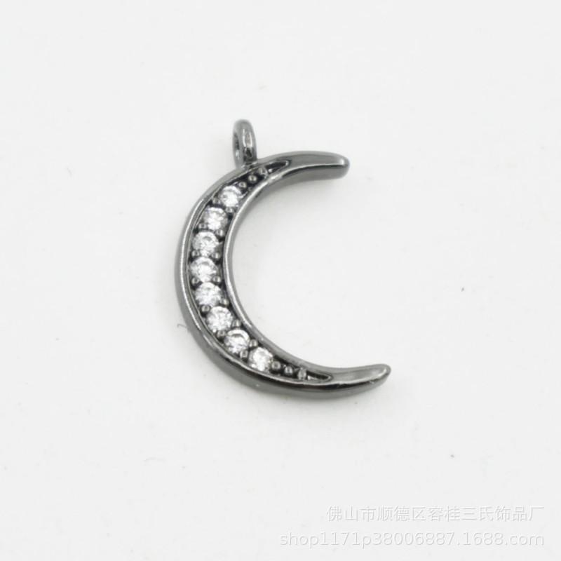 10 Pcs/lot Cute Moon Pendant Micro Inlaid Zircon Accessories DIY Bracelet Necklace Charms for Jewelry Making