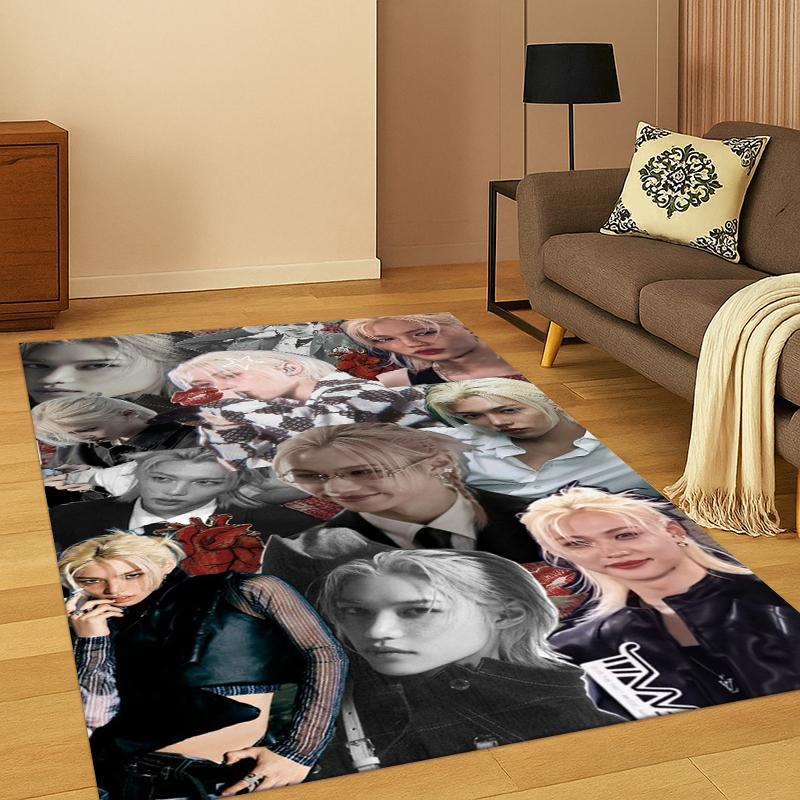 Felix Kpop Stray Kids Soft Area Rug for Bedroom Living Room Sofa,Non-Slip Carpet for Kids,Cozy Floor Mat Doormat Home Decor