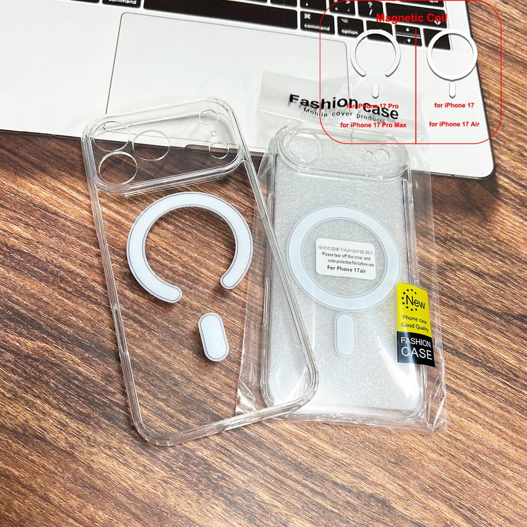 Прозрачный акриловый магнитный чехол для iPhone Air 17 16 Pro Max 15 14 Plus 13 12 11 Magsafe Прозрачная защитная крышка для камеры