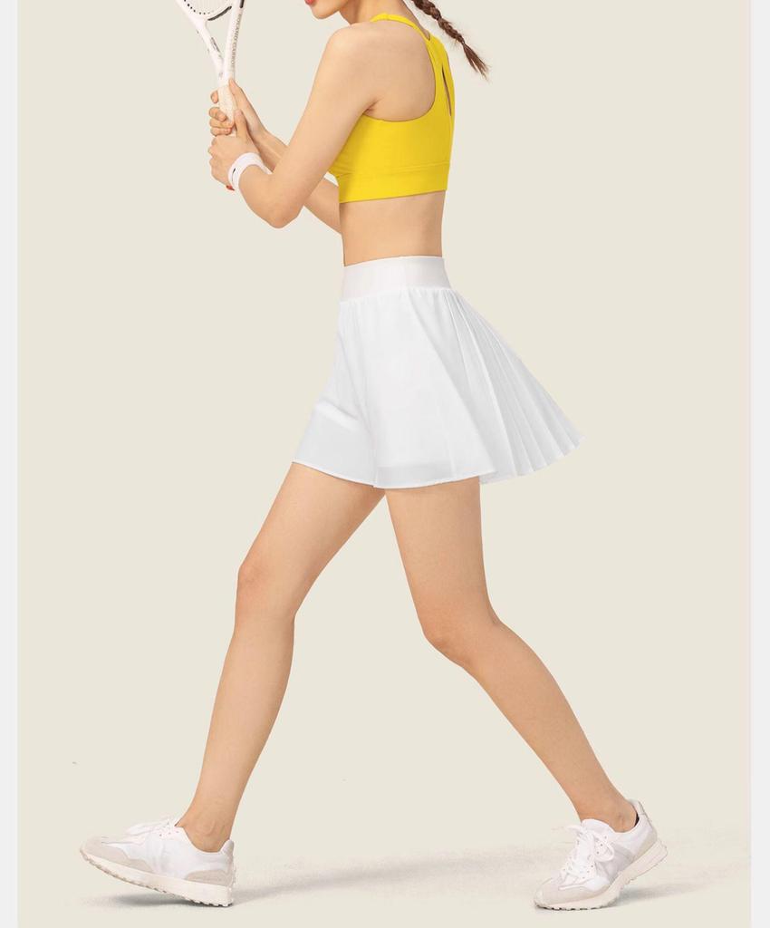 Women's Quick-Dry High Waist Tennis & Fitness Skirt with Built-in Shorts