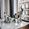 Colorful Water Transfer Printing Elephant Sculpture Nordic Home Office Desktop Decoration Resin Animal Statue Handicrafts