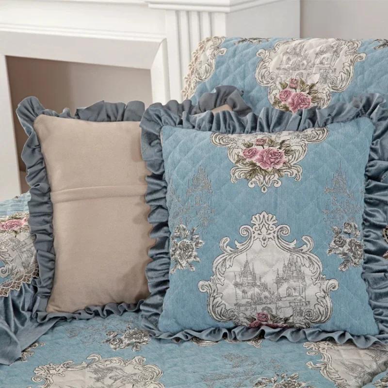 Универсальная большая юбка Four Seasons, чехол для дивана, европейский стиль, нескользящий коврик для дивана, роскошная кружевная подушка для гостиной, полотенце для дивана