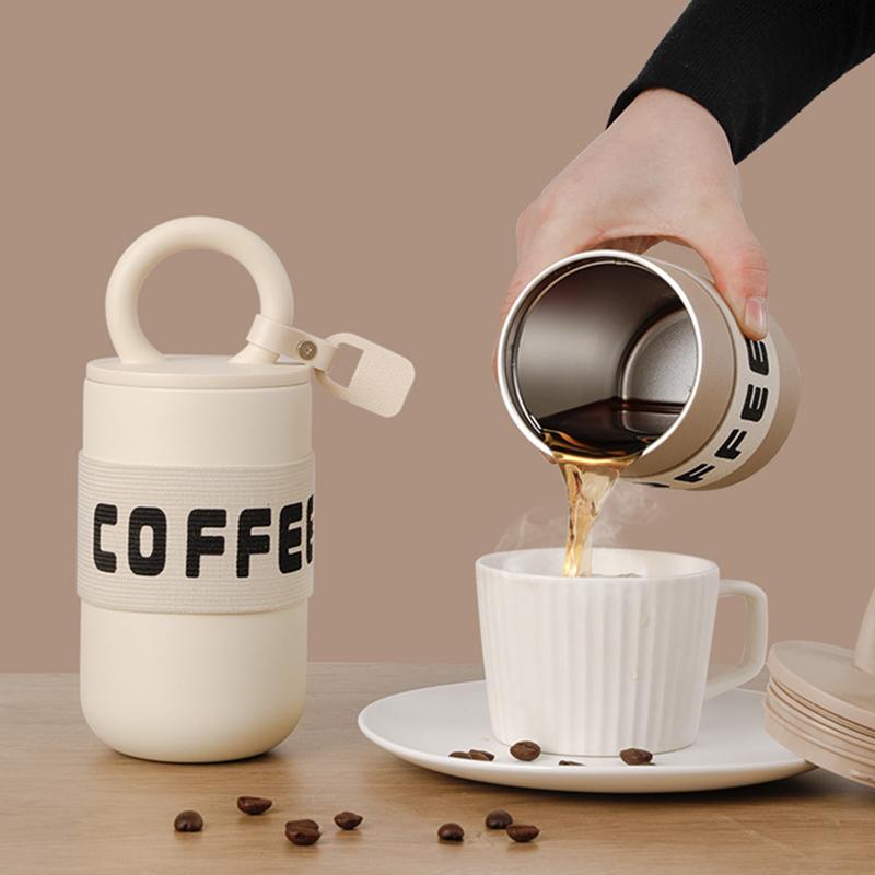 Портативная кружка для кофе из нержавеющей стали 304, грелка, модная симпатичная термос-бутылка 460 мл, термокружка для кофе