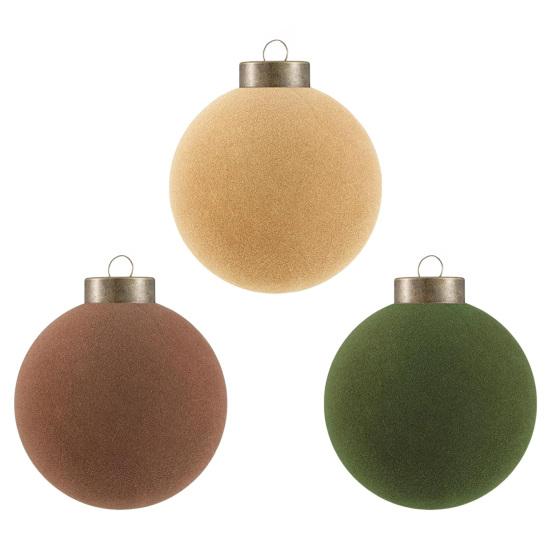 15 Pcs Velvet Christmas Ball Ornaments 3.15 Inch Flocked Plastic Ball Xmas Tree Hanging Decoration for Holiday Party Decor