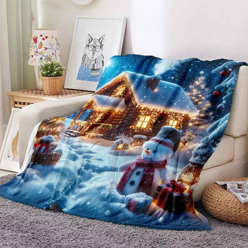 Cartoon Santa Claus Merry Christmas Snowman New Year Gift Soft Flannel Blanket for Beds Bedroom Sofa,Throw Blanket for Cover