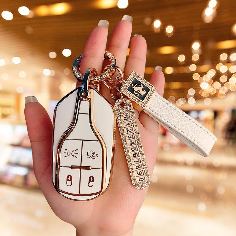 Подходит для нового чехла для ключа Maserati President Levante Всесторонний защитный чехол Сумка с пряжкой Geberit