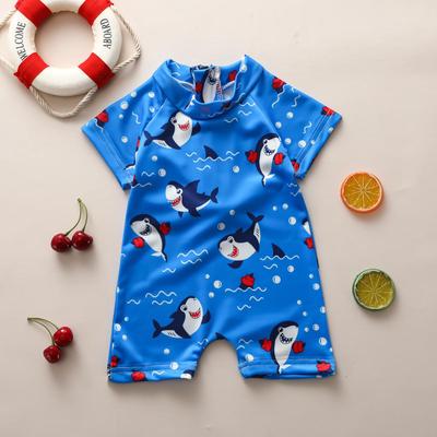 Сплошной купальник для маленьких мальчиков 0-3 лет, купальный костюм с короткими рукавами и молнией, пляжная одежда для купания