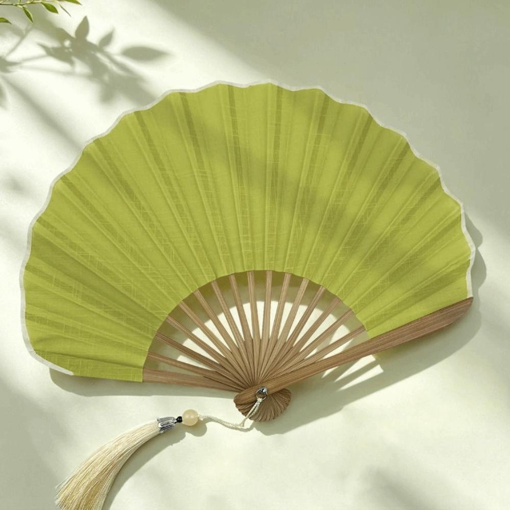 Solid Color Folding Hand Fan Bamboo Frame Retro Handheld Fan Mini Shell Fan Chinese Style