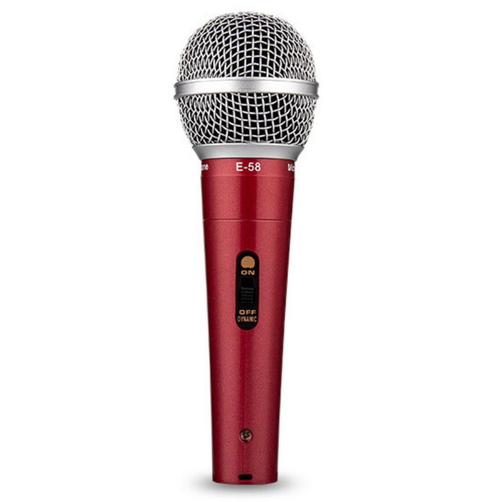 Fujirec Dynamic Microphone with XLR Phone Cable, Wired Handheld Microphone for Vocals, Narration, Karaoke, and DTM, with Switch, Unidirectional (Red)