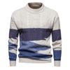Knitted Sweater Men's American Retro European Code Color Matching Casual Jacket Autumn and Winter Crew Neck Sweater Men