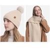 3Pcs/Set Winter Knitted Scarf Gloves Set Pom Pom Ball Double Layer Thickened Brimless Hat Touchscreen Gloves Neck Warmer Set