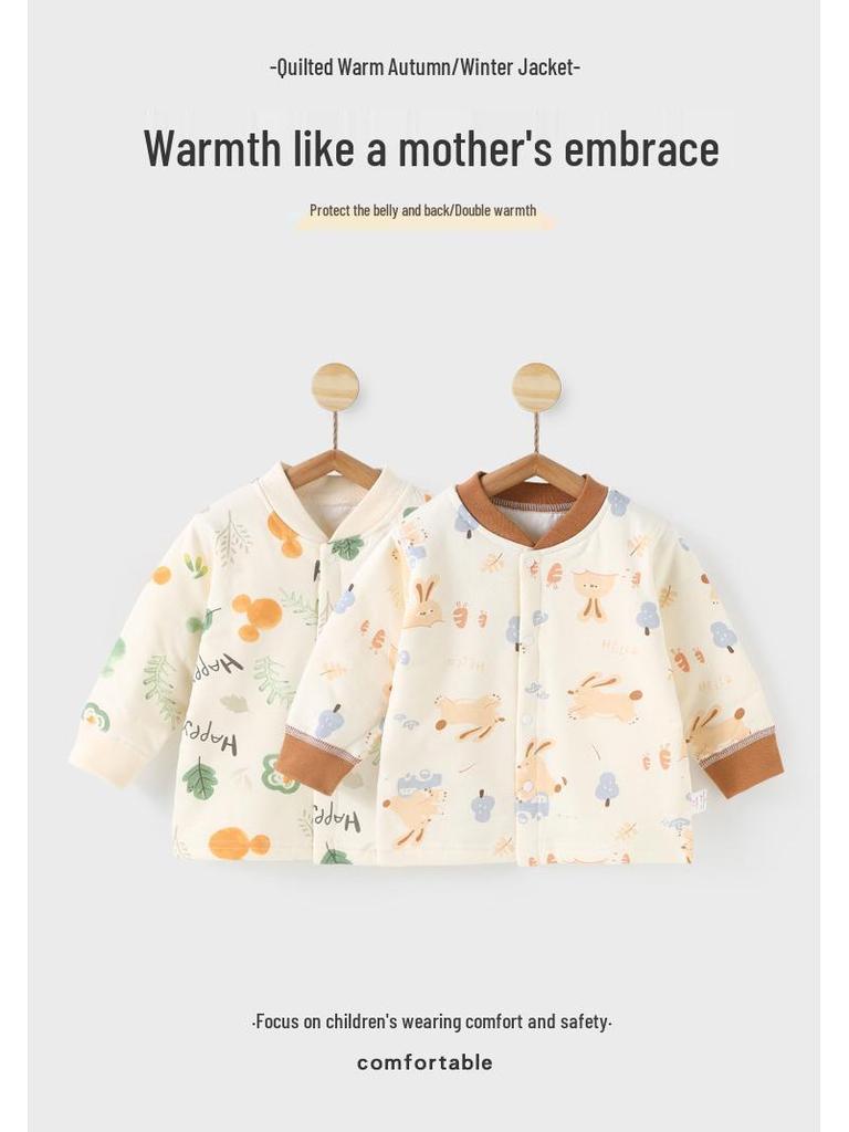 Унисекс детское хлопковое пальто: Тонкая утепленная зимняя куртка, теплый кардиган на подкладке для малышей, 40 г