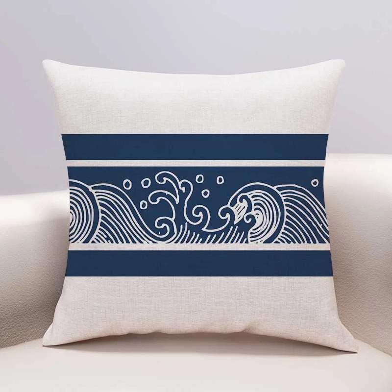 Chinese Wave Pillowcase Sofa Living Room Cushion Cover Bedhead Bedroom Pillow Cover Home Decoration
