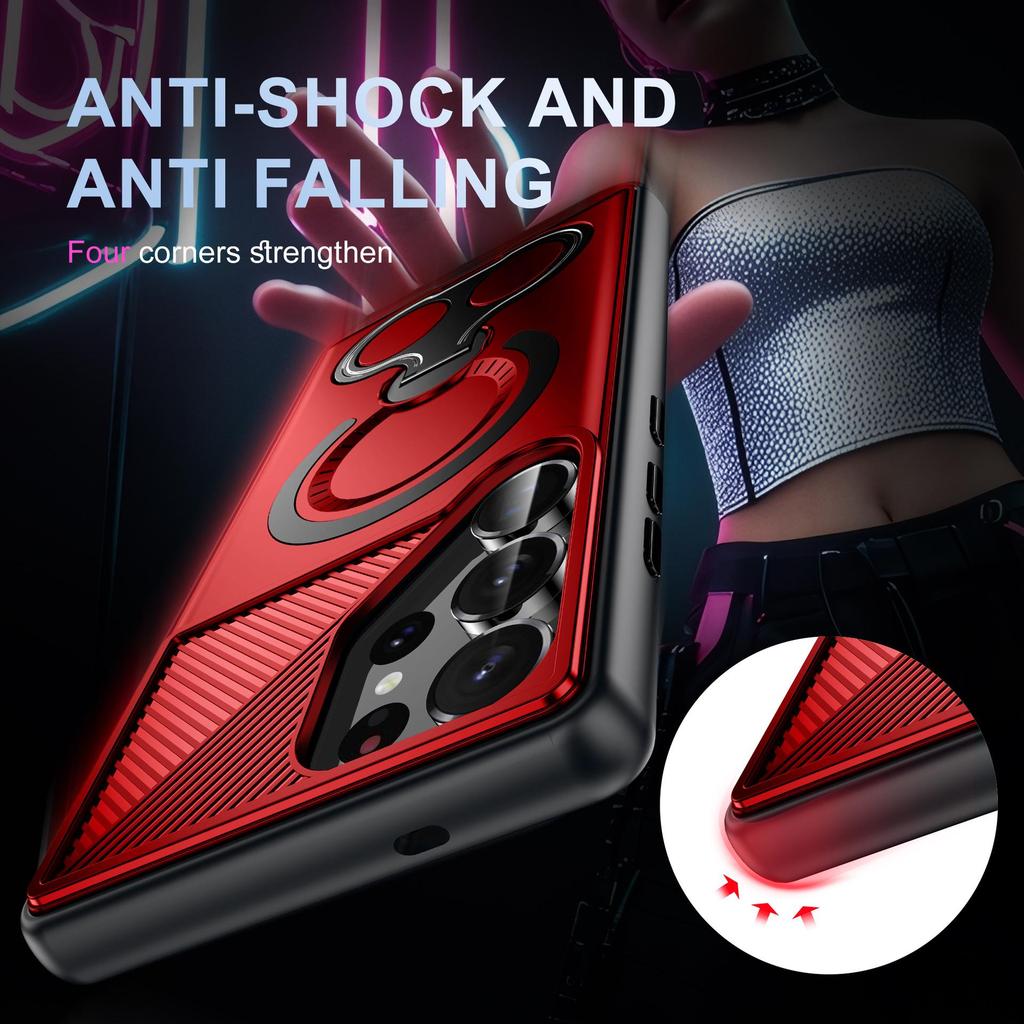 Чехол-подставка с двойным кольцом, магнитный, противоударный, для Samsung S25 Ultra / S24 PLUS / A16/A26