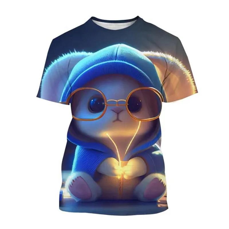 Летние милые мультяшные кролики 3D принт футболки женская уличная одежда повседневная мода Y2k футболка с коротким рукавом футболки с круглым вырезом топы одежда