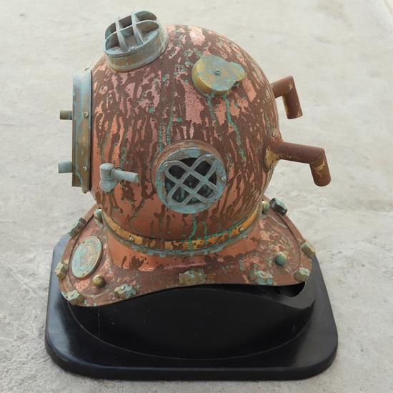 45.72cm Scuba Diving Helmet With Wooden Base Replica Sea Deep Sea Diver Marine