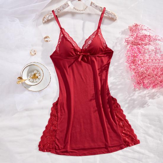 Женская летняя ночная сорочка на бретельках-спагетти, без спинки, с глубоким V-образным вырезом, без рукавов, ночная одежда, кружевная отделка, разрезной подол, ночная сорочка, спальня, медовый месяц, свадьба