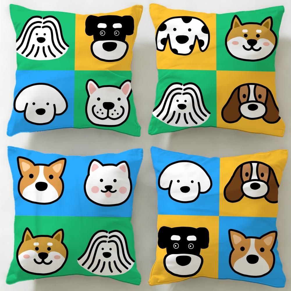 classic cartoon Cartoon Simple Dog Cushion Cover Soft & Easy-Wash Pillow Case – Versatile for Couch, Bed, Travel and Office
